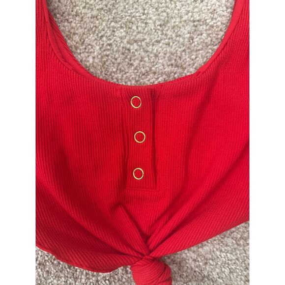 Beach Bunny Red Tide Knot Snap Buttons Bralette Bikini Top, S - Picture 6 of 13